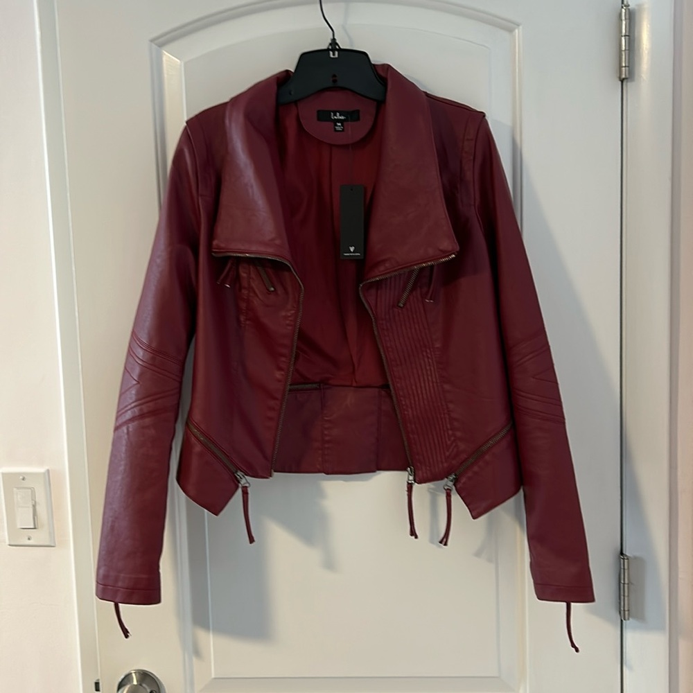 Burgundy red leather jacket